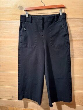 J.Crew Black Cropped Wide Leg Ankle-Length Utility Pants Size 10